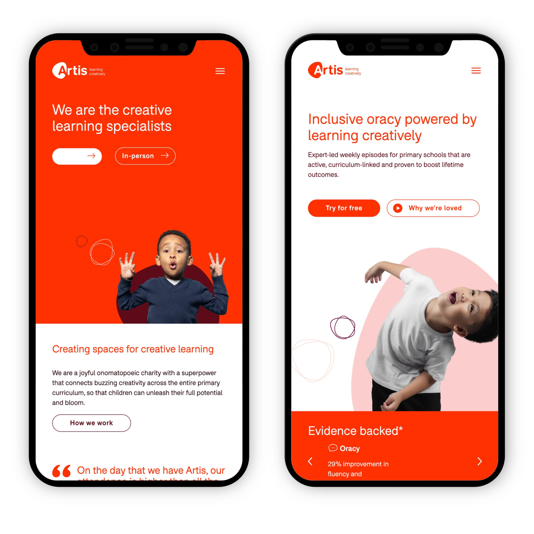 Artis Foundation and Artis Online websites - Mobile view