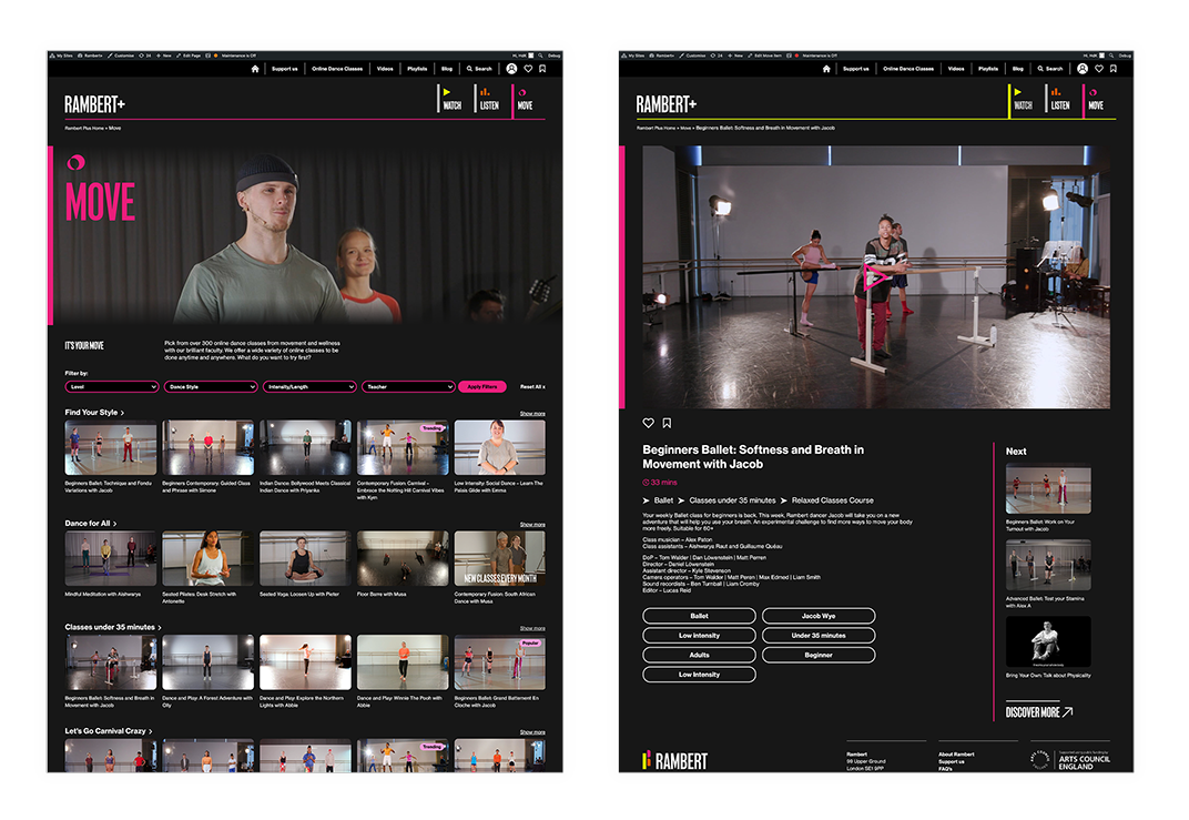 Rambert Plus website