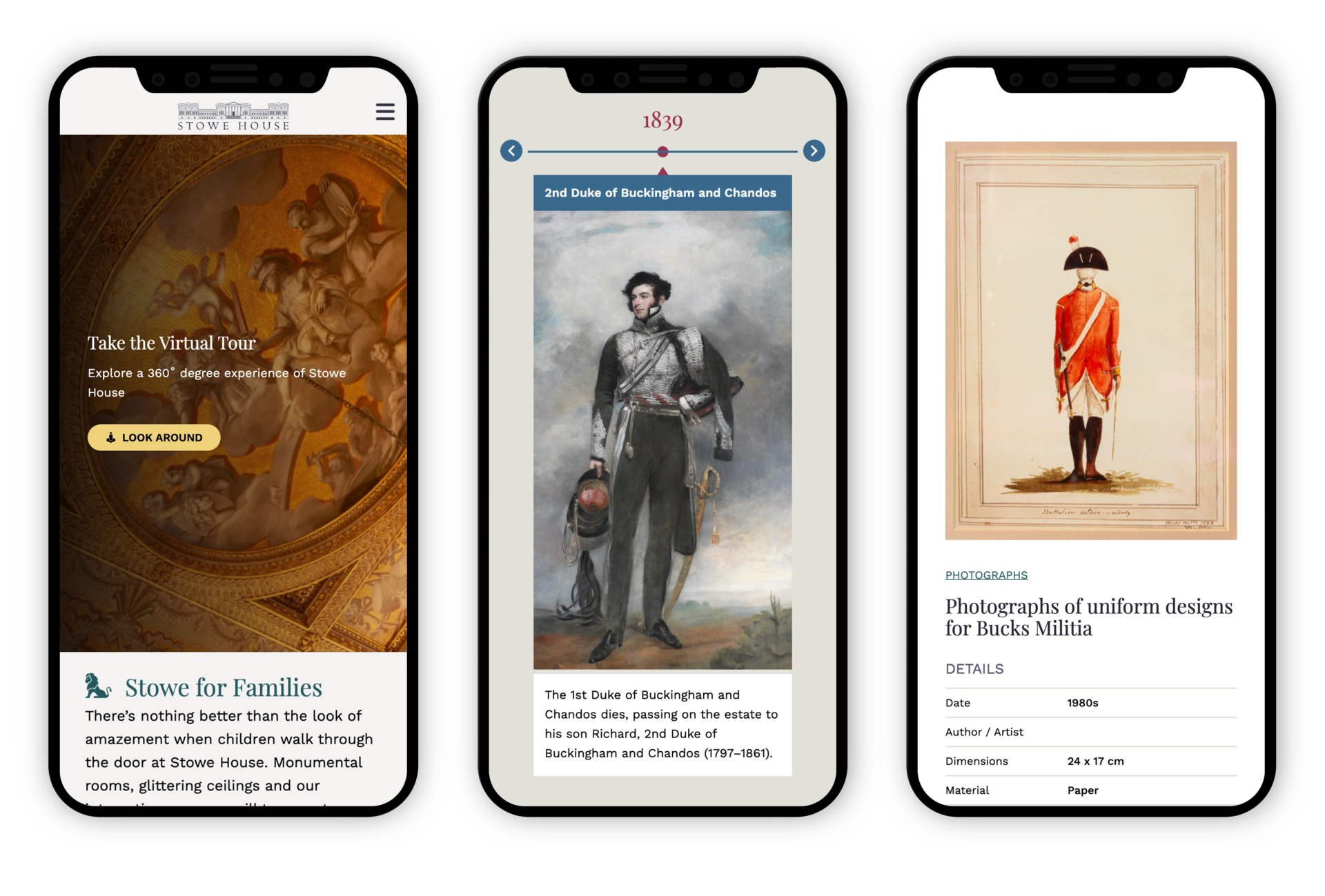 Stowe House website - Mobile view