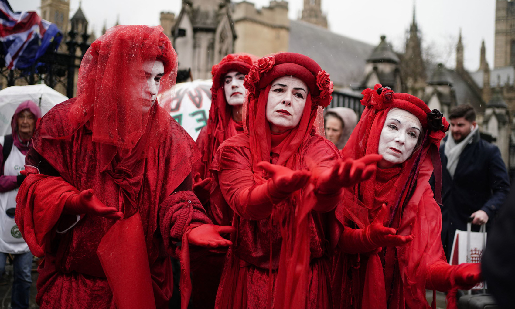 Red Rebel Brigade, Extinction Rebellion, 2023, Photograph: Jordan Pettitt/PA