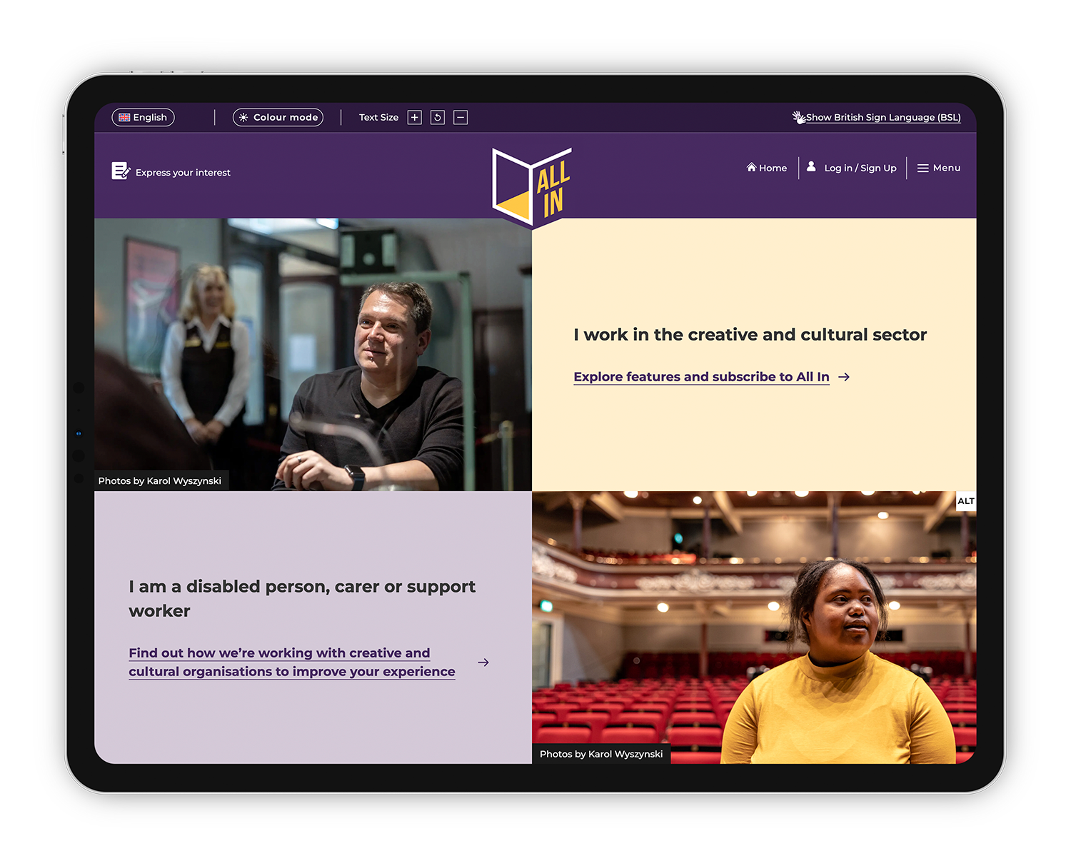 Arts Council England All In website