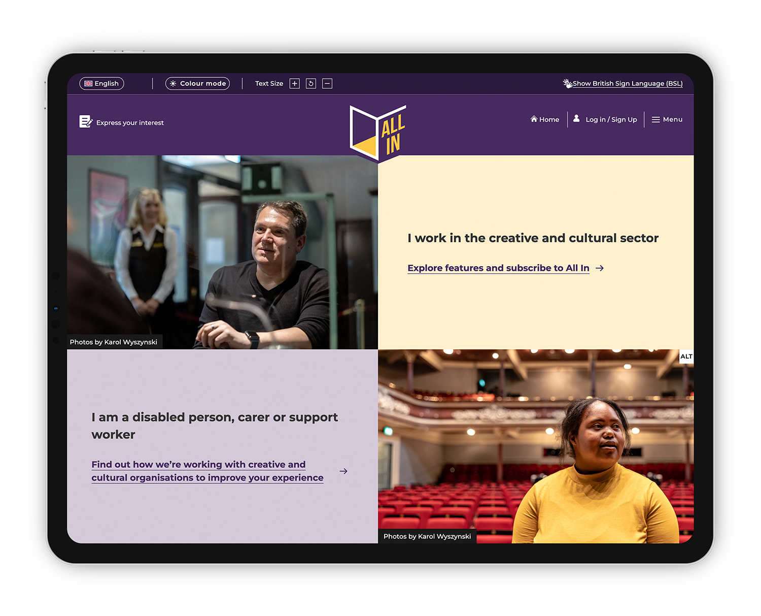 Arts Council England All In website