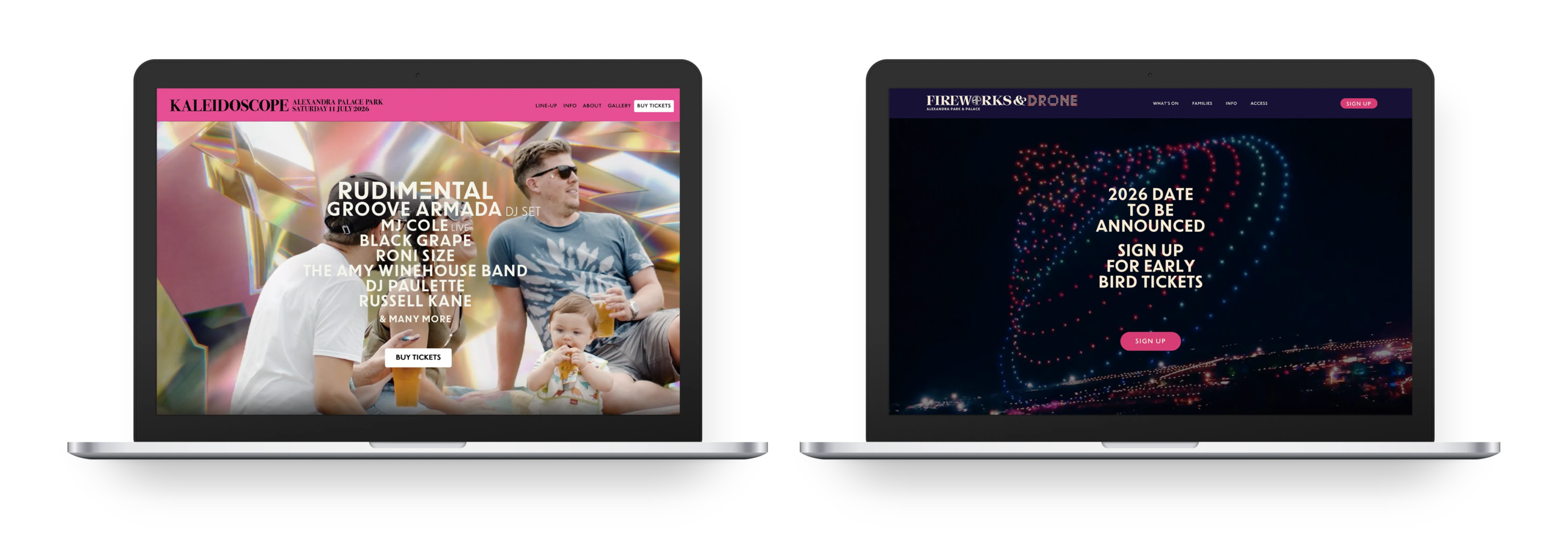 Alexandra Palace: Kaleidoscope and Fireworks websites