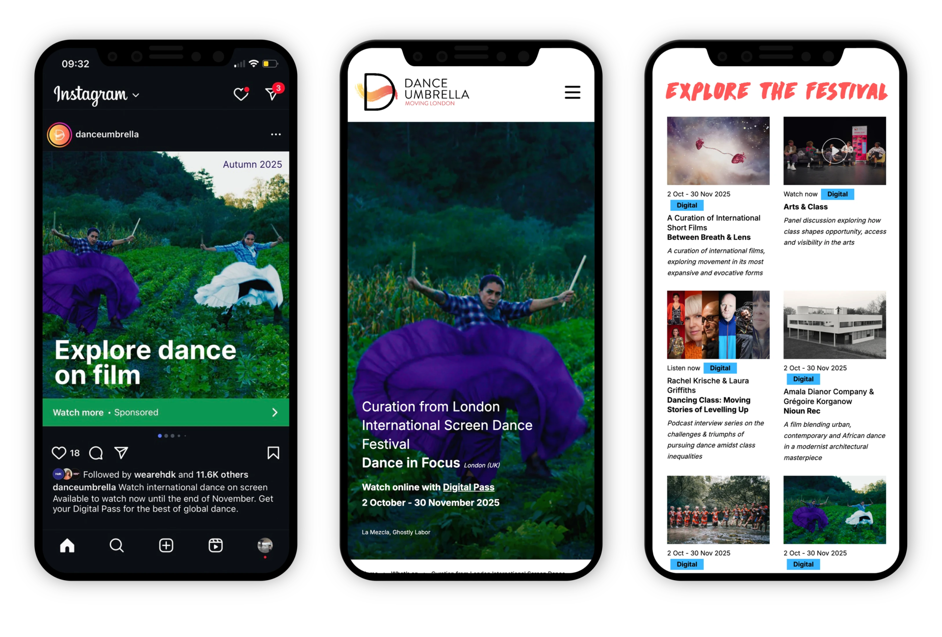 Dance Umbrella social media marketing and website